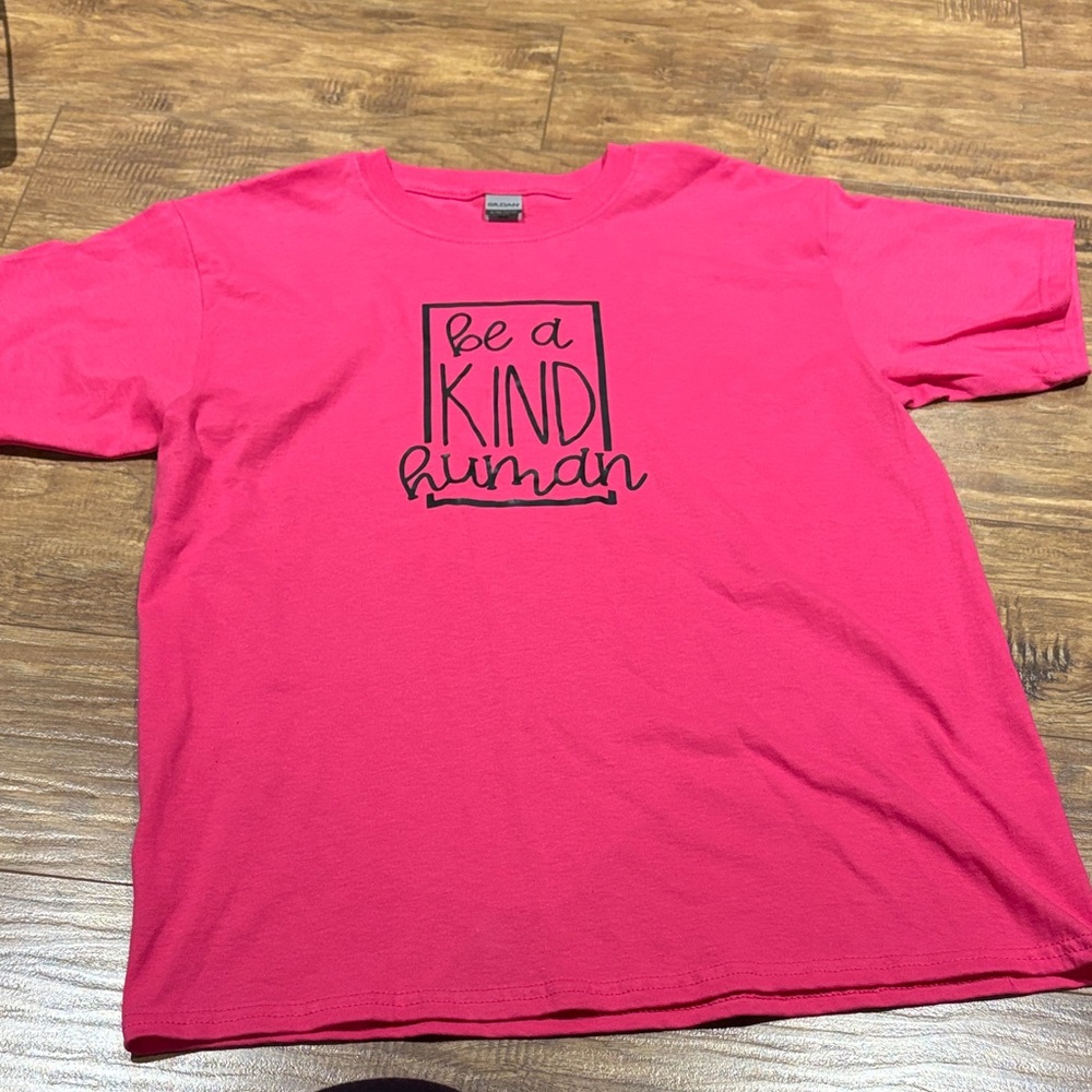 Gildan Kids Bright Pink 'Be a Kind Human' Tee